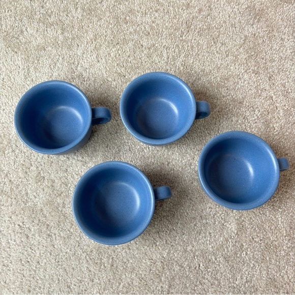 Dansk Vintage Mesa Sky Blue Set of 4 Small Ceramic Coffee or Tea Mugs KW Japan - Picture 5 of 11